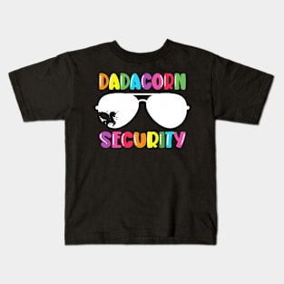 Dadacorn Security Unicorn Dad and Girl Papa Fathers Day Kids T-Shirt